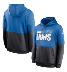 Men Detroit Lions Nike Sideline Impact Lockup Performance Pullover Hoodie Blue Charcoal