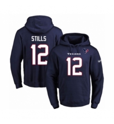 Football Mens Houston Texans 12 Kenny Stills Navy Blue Name Number Pullover Hoodie