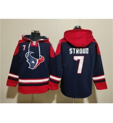 Men Houston Texans 7 C J  Stroud Navy Ageless Must Have Lace Up Pullover Hoodie