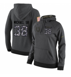 NFL Womens Nike Indianapolis Colts 38 Christine Michael Sr Stitched Black Anthracite Salute to Service Player Performance Hoodie