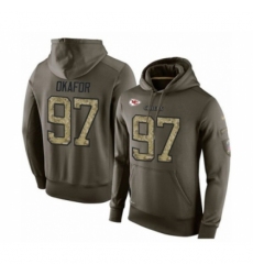 Football Mens Kansas City Chiefs 97 Alex Okafor Green Salute To Service Pullover Hoodie