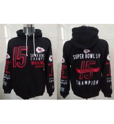 Men Kansas City Chiefs Patrick Mahomes 15 Super Bowl LIV Champion Black Stitched Hoodie