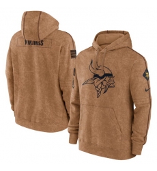 Men Minnesota Vikings 2023 Brown Salute To Service Pullover Hoodie