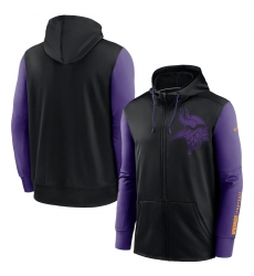 Men Minnesota Vikings Black Purple Fan Gear Mascot Performance Full Zip Hoodie