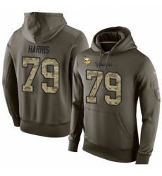 NFL Nike Minnesota Vikings 79 Michael Harris Green Salute To Service Mens Pullover Hoodie