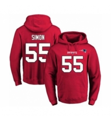 Football Mens New England Patriots 55 John Simon Red Name Number Pullover Hoodie