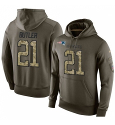 NFL Nike New England Patriots 21 Malcolm Butler Green Salute To Service Mens Pullover Hoodie