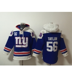 Men New York Giants 56 Lawrence Taylor Blue Ageless Must Have Lace Up Pullover Hoodie