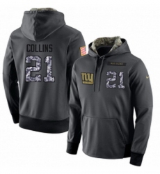 NFL Mens Nike New York Giants 21 Landon Collins Stitched Black Anthracite Salute to Service Player Performance Hoodie