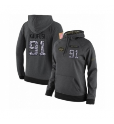 Football Womens New York Jets 91 Bronson Kaufusi Stitched Black Anthracite Salute to Service Player Performance Hoodie