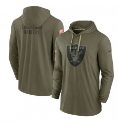 Men Las Vegas Raiders 2022 Olive Salute To Service Tonal Pullover Hoodie