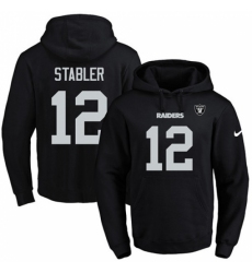 NFL Mens Nike Oakland Raiders 12 Kenny Stabler Black Name Number Pullover Hoodie