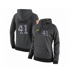 Football Womens Philadelphia Eagles 41 Johnathan Cyprien Stitched Black Anthracite Salute to Service Player Performance Hoodie