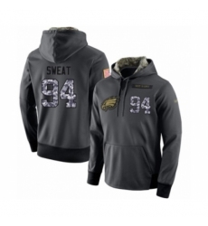 Football Mens Philadelphia Eagles 94 Josh Sweat Stitched Black Anthracite Salute to Service Player Performance Hoodie