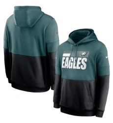 Men Philadelphia Eagles Nike Sideline Impact Lockup Performance Pullover Hoodie Midnight Green Black