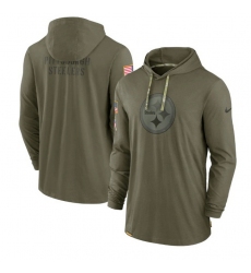 Men Pittsburgh Steelers 2022 Olive Salute To Service Tonal Pullover Hoodie