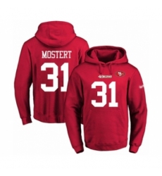 Football Mens San Francisco 49ers 31 Raheem Mostert Red Name Number Pullover Hoodie