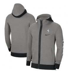 Men Nike Boston Celtics Heathered Charcoal Authentic Showtime Performance Full Zip Hoodie Jacket