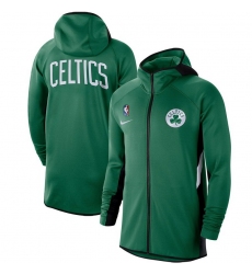 Men Nike Boston Celtics Kelly Green Authentic Showtime Therma Flex Performance Full Zip Hoodie