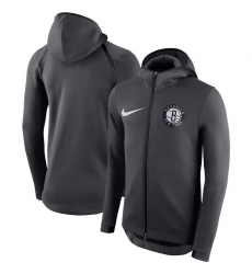 Men Brooklyn Nets Nike Showtime Therma Flex Performance Full Zip Hoodie Charcoal