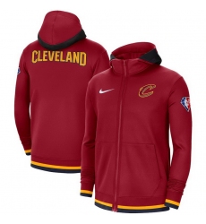 Men Cleveland Cavaliers Nike 75th Anniversary Performance Showtime Full Zip Hoodie Jacket   Red