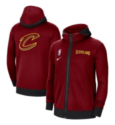 Men Nike Cleveland Cavaliers Wine Authentic Showtime Performance Full Zip Hoodie Jacket