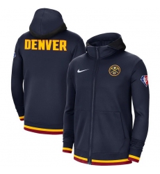 Men Denver Nuggets Nike 75th Anniversary Performance Showtime Full Zip Hoodie Jacket   Navy