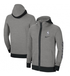 Men Nike Denver Nuggets Heathered Charcoal Authentic Showtime Performance Full Zip Hoodie Jacket