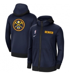 Men Nike Denver Nuggets Navy Authentic Showtime Performance Full Zip Hoodie Jacket