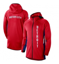 Men Nike Detroit Pistons RedBlue 201920 Earned Edition Showtime Full Zip Performance Hoodie