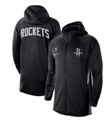 Men Nike Houston Rockets Heathered Black Authentic Showtime Therma Flex Performance Full Zip Hoodie