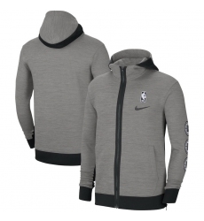 Men Nike Los Angeles Clippers Heathered Charcoal Authentic Showtime Performance Full Zip Hoodie Jacket