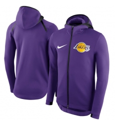 Men Los Angeles Lakers Nike Showtime Therma Flex Performance Full Zip Hoodie Purple