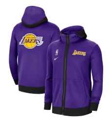 Men Nike Los Angeles Lakers Authentic Showtime Performance Full Zip Hoodie Jacket