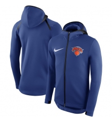 Men New York Knicks Nike Showtime Therma Flex Performance Full Zip Hoodie Blue