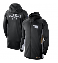 Men Nike Oklahoma City Thunder BlackWhite 201920 Earned Edition Showtime Full Zip Performance Hoodie