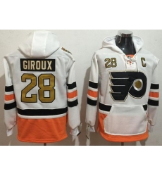 Flyers #28 Claude Giroux White 3rd Name & Number Pullover NHL Hoodie