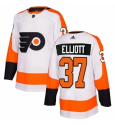 Mens Adidas Philadelphia Flyers 37 Brian Elliott Authentic White Away NHL Jersey 