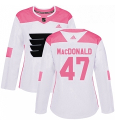 Womens Adidas Philadelphia Flyers 47 Andrew MacDonald Authentic WhitePink Fashion NHL Jersey 