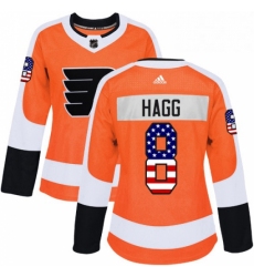 Womens Adidas Philadelphia Flyers 8 Robert Hagg Authentic Orange USA Flag Fashion NHL Jersey 