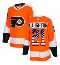 Youth Adidas Philadelphia Flyers 21 Scott Laughton Authentic Orange USA Flag Fashion NHL Jersey 