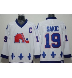 Quebec Nordiques #19 Joe Sakic Whtie CCM Throwback Stitched NHL Jersey