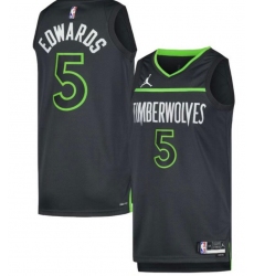 Men Minnesota Timberwolves #5 Anthony Edwards Black Green City Edition Stitched NBA Jersey