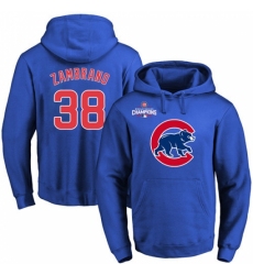 MLB Men Chicago Cubs 38 Carlos Zambrano Royal Team Color Primary Logo Pullover Hoodie