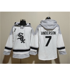 Men Chicago White Sox 7 Tim Anderson White Ageless Must Have Lace Up Pullover Hoodie