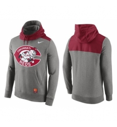 MLB Men Cincinnati Reds Nike Gray Cooperstown Collection Hybrid Pullover Hoodie