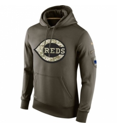 Men MLB Cincinnati Reds Nike Olive Salute To Service KO Performance Hoodie