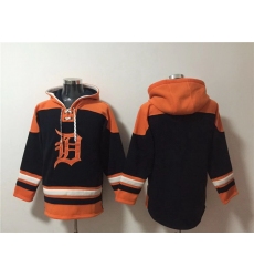 Men Detroit Tigers Blank Black Orange Lace Up Pullover Hoodie