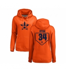 MLB Women Nike Houston Astros 34 Nolan Ryan Orange RBI Pullover Hoodie