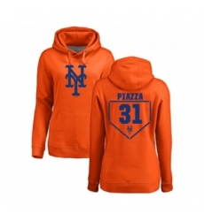 MLB Women Nike New York Mets 31 Mike Piazza Orange RBI Pullover Hoodie